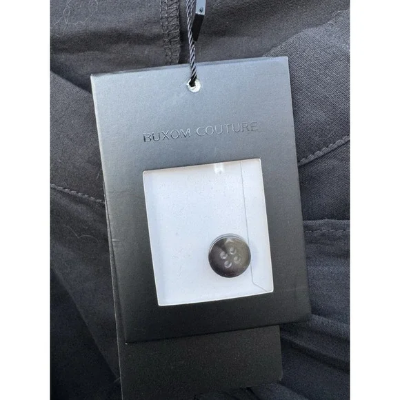 Buxom Couture 3X Black Dress Ruffle Detail Puff Sleeve Midi Party Cocktail - Picture 3 of 9